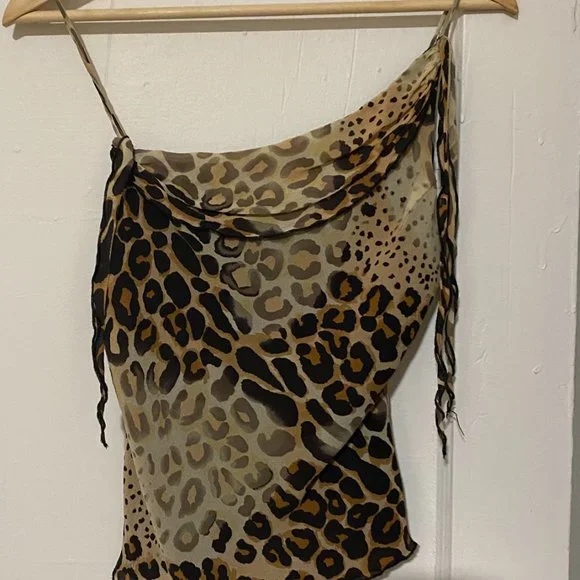 Y2K Vintage 100% Silk Leopard Slinky Cami M (XS/S) - Picture 3 of 5
